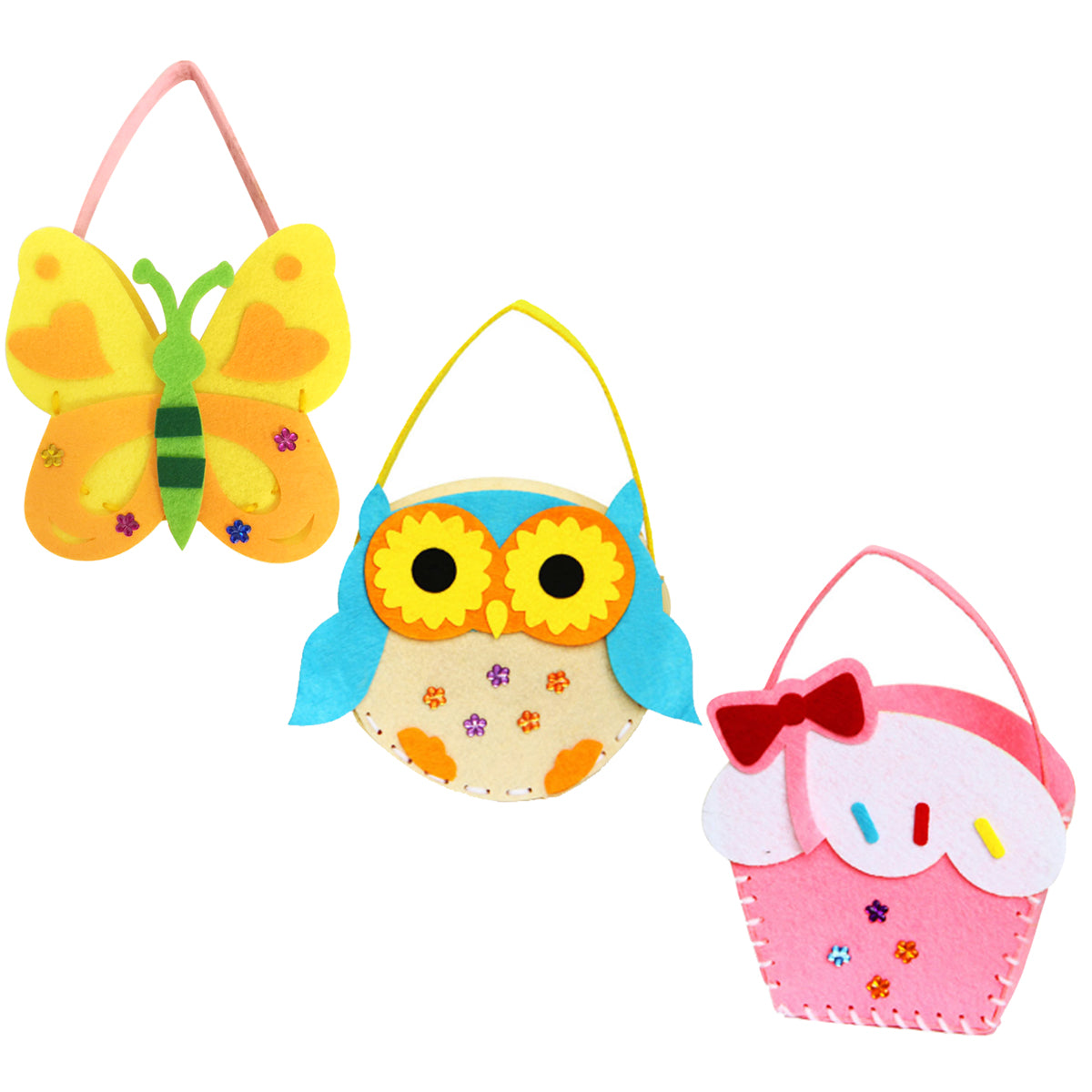 Wrapables DIY Novelty Party Purse (Set of 3), Butterfly, Cupcake, Owl
