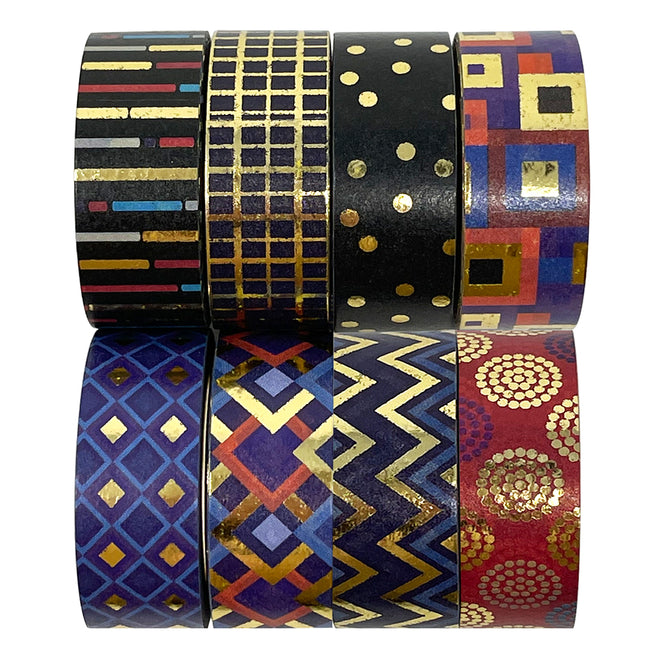 Wrapables Metallic Foil Washi Masking Tape Collection (Set of 8)