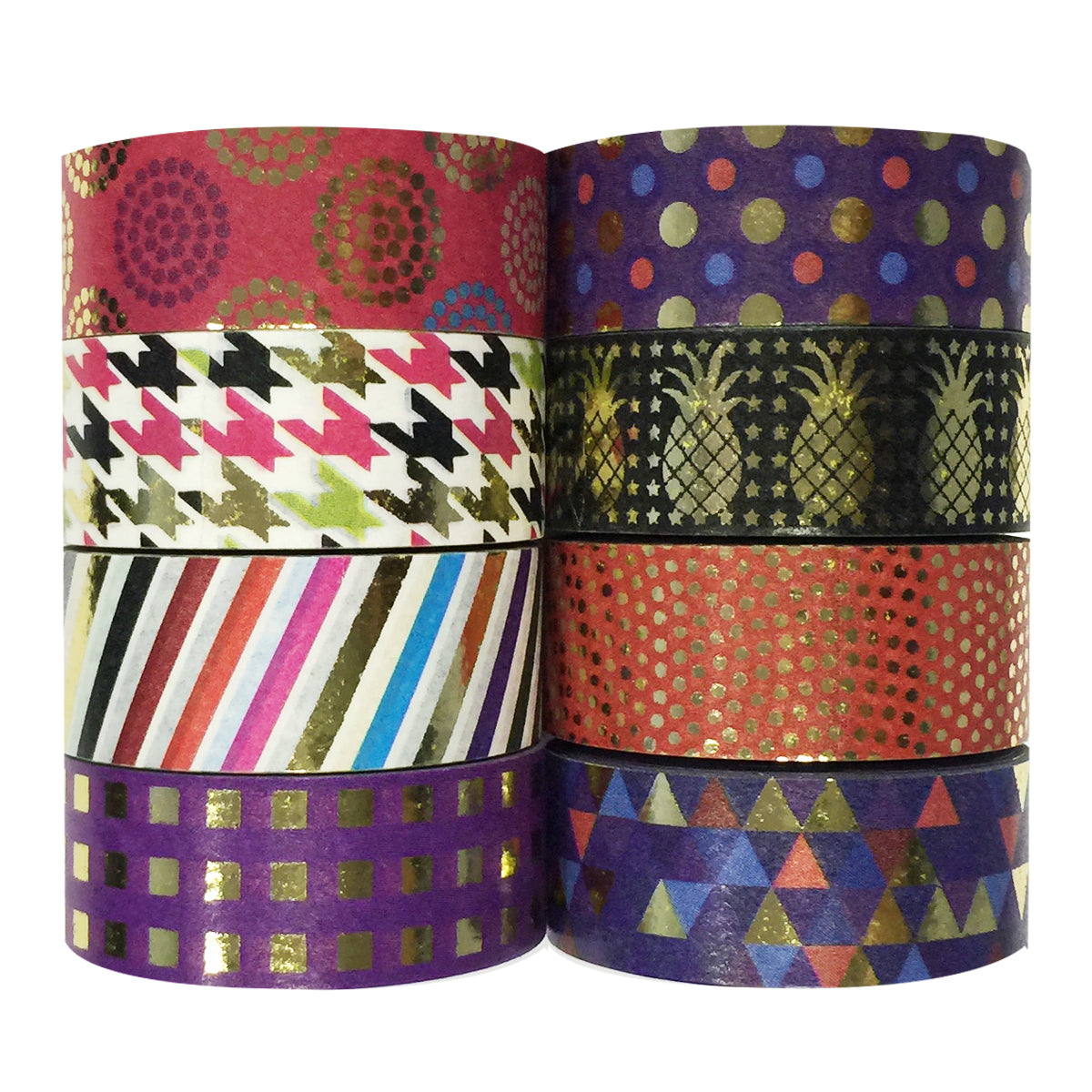 Wrapables Metallic Foil Washi Masking Tape Collection (Set of 8)