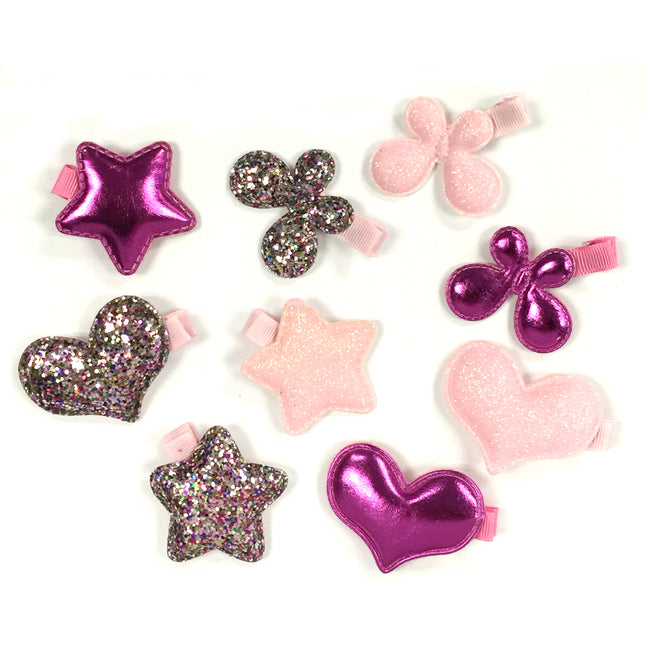 Wrapables Dress up Glitter and Metallic Shine Alligator Hair Clips for Baby Toddler, Set of 9