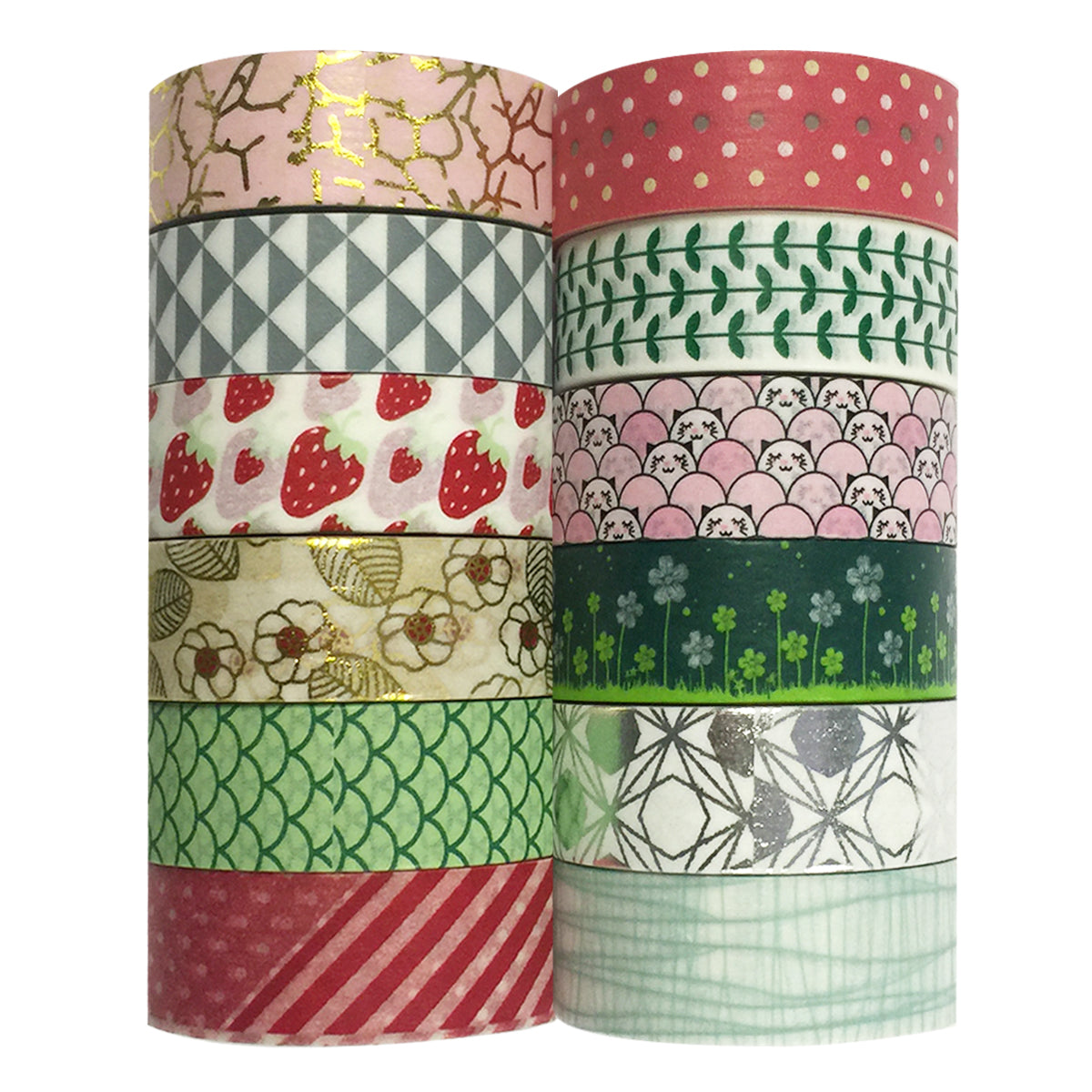 Wrapables Washi Masking Tape Collection, Set of 12