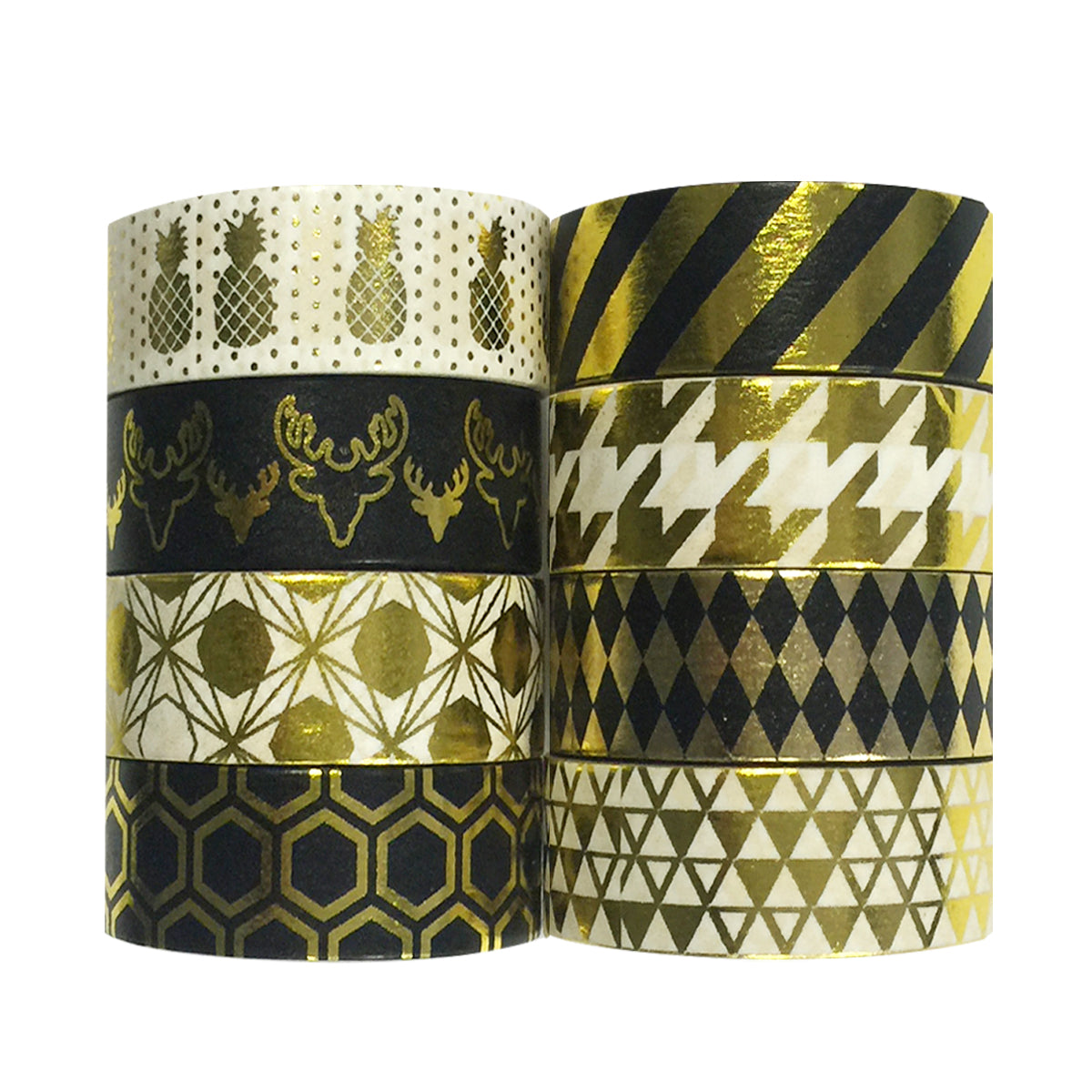 Wrapables Metallic Foil Washi Masking Tape Collection (Set of 8)