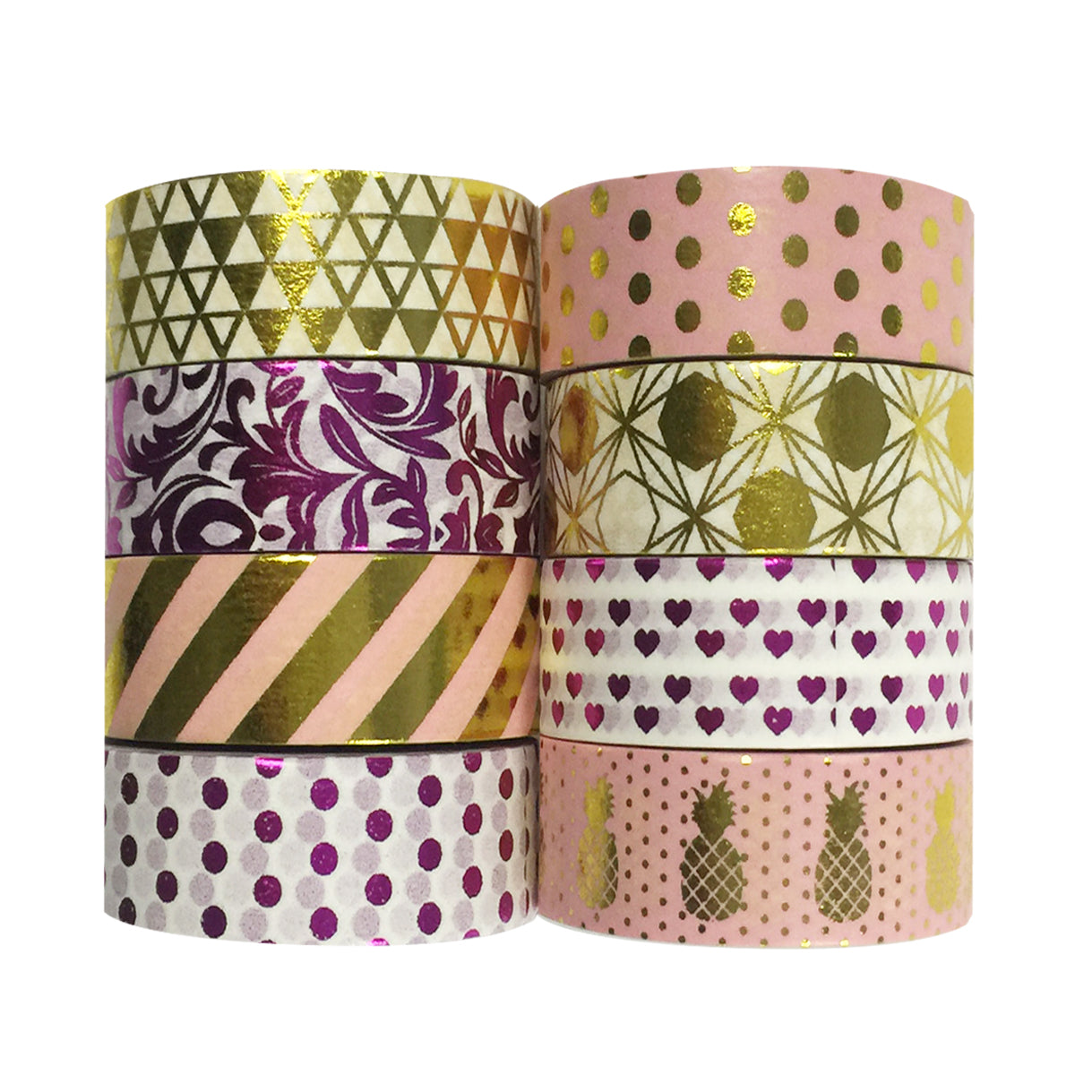 Wrapables Metallic Foil Washi Masking Tape Collection (Set of 8)