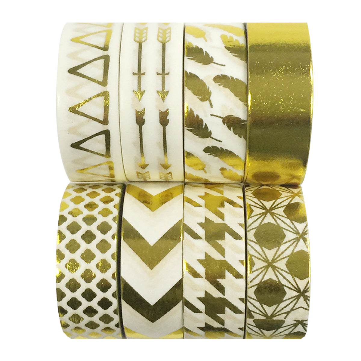 Wrapables Metallic Foil Washi Masking Tape Collection (Set of 8)