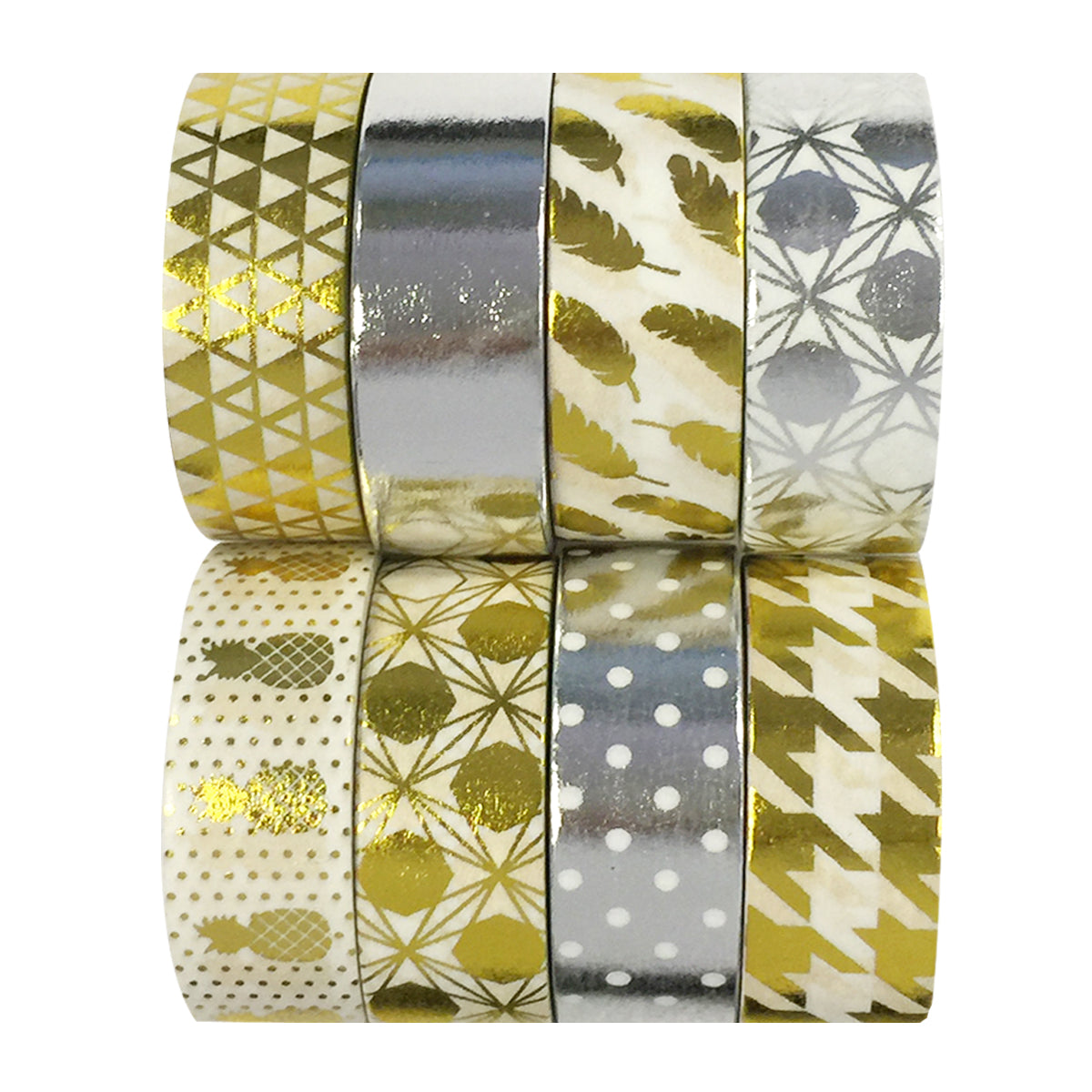 Wrapables Metallic Foil Washi Masking Tape Collection (Set of 8)