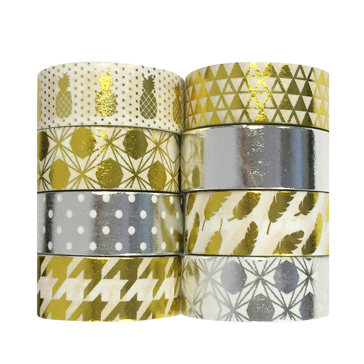 Wrapables Metallic Foil Washi Masking Tape Collection (Set of 8)