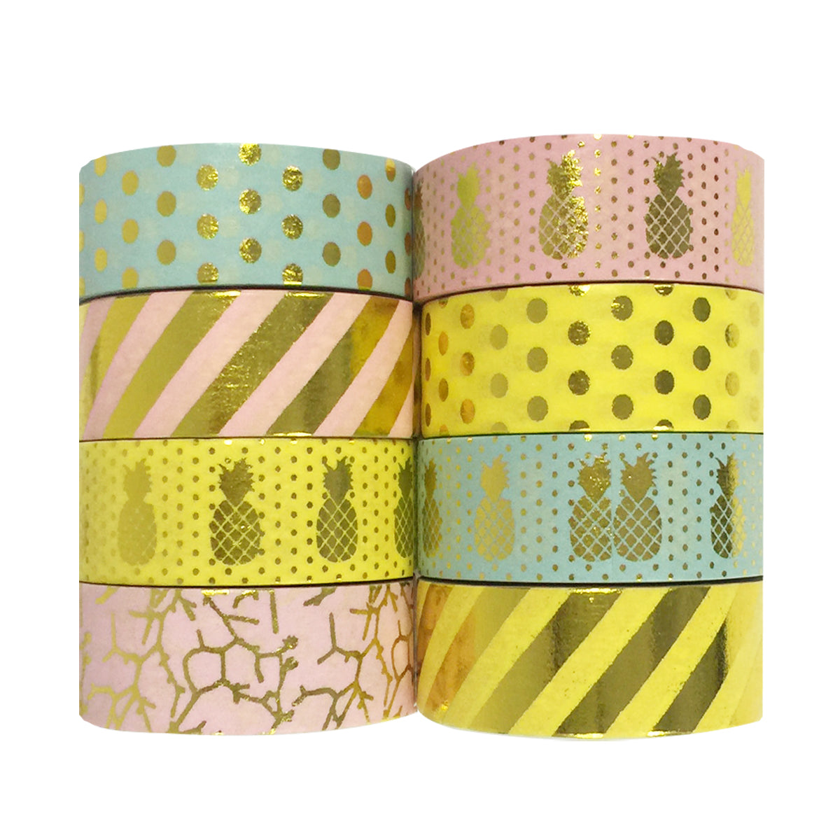 Wrapables Metallic Foil Washi Masking Tape Collection (Set of 8)