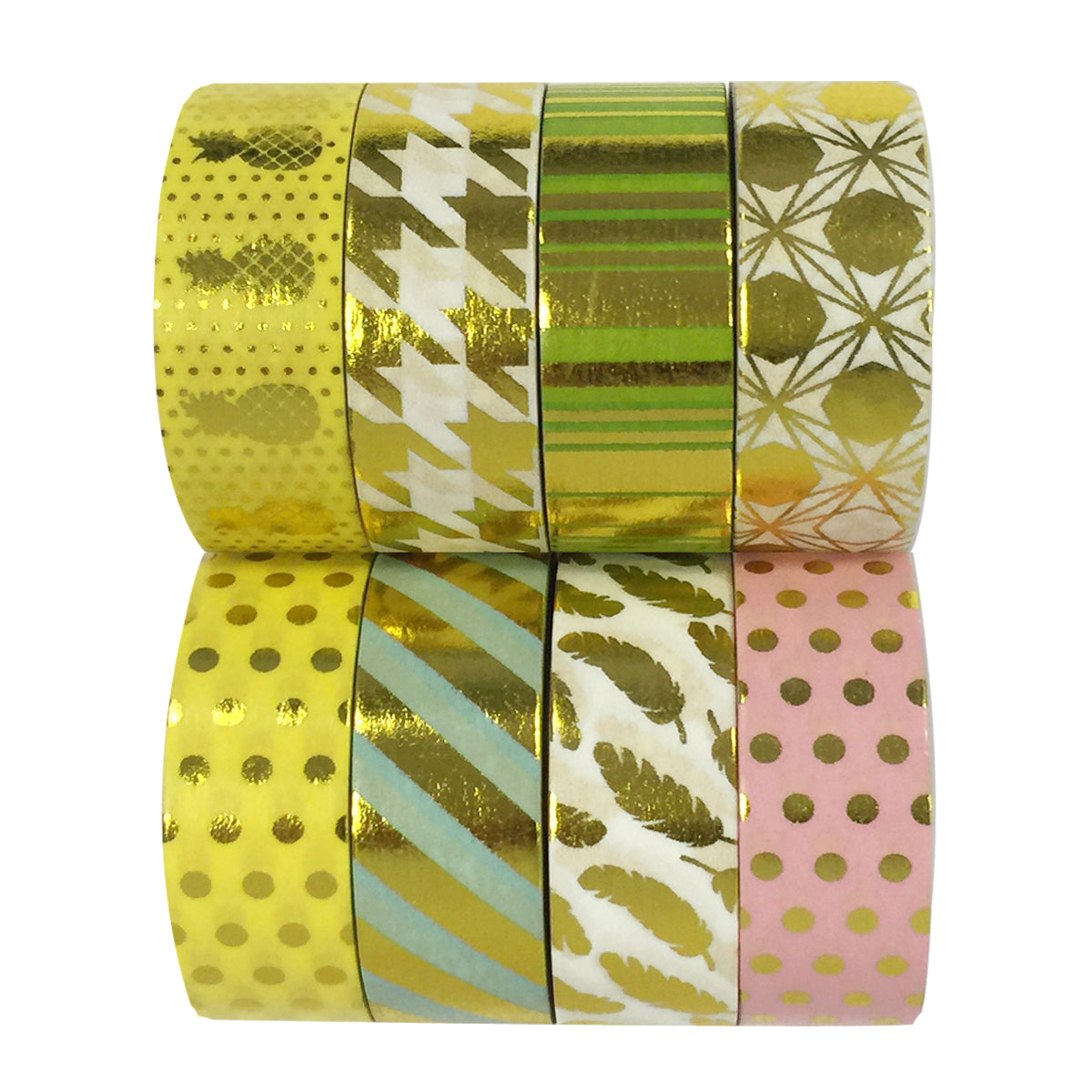 Wrapables Metallic Foil Washi Masking Tape Collection (Set of 8)