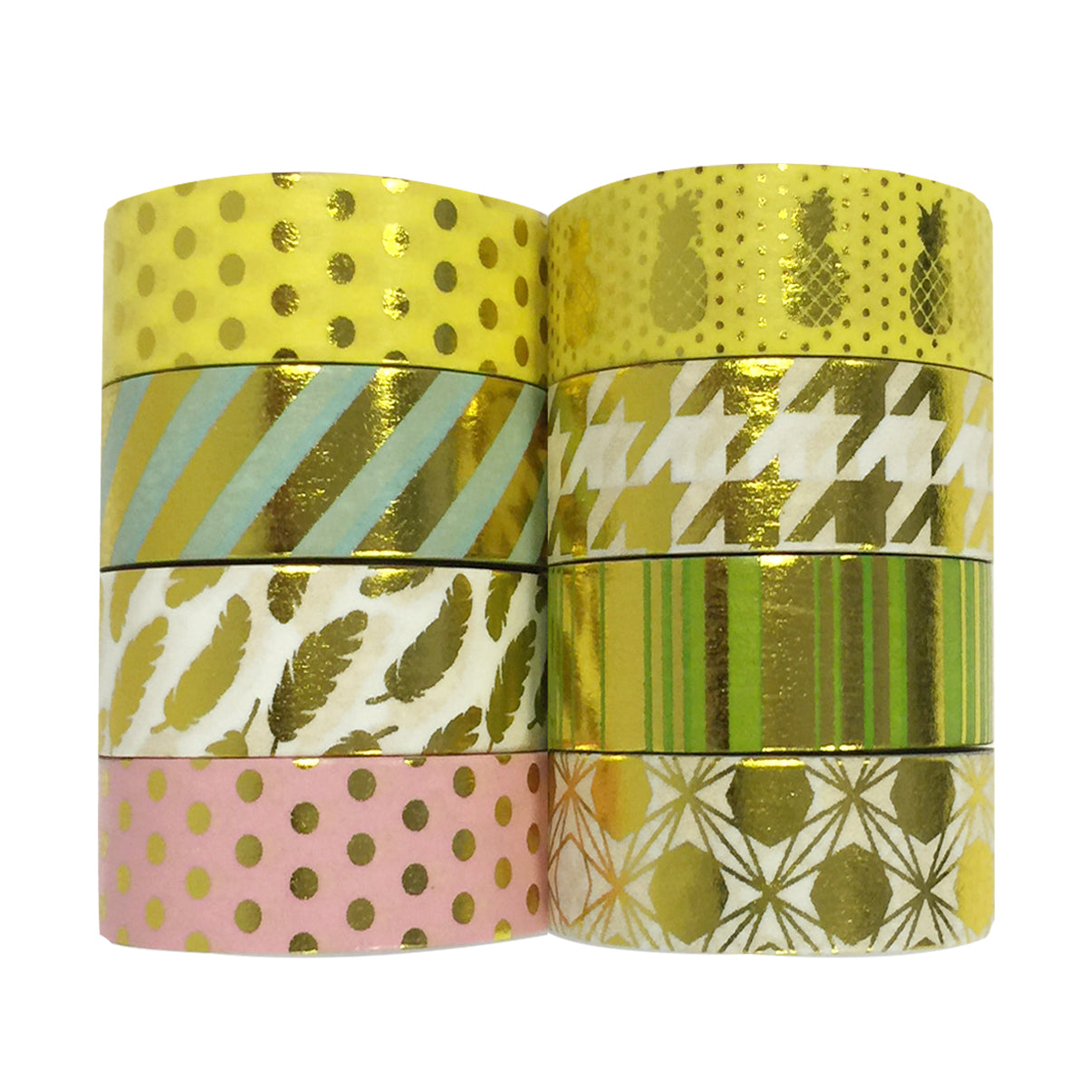 Wrapables Metallic Foil Washi Masking Tape Collection (Set of 8)