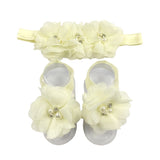 Wrapables Shabby Chic Flower Headband + Barefoot Sandals (Set of 4)