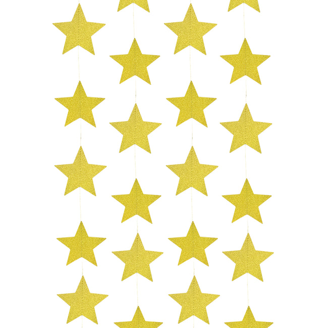 Wrapables 13ft Paper Star Garland Party Decorations (Set of 2), Gold Shimmer