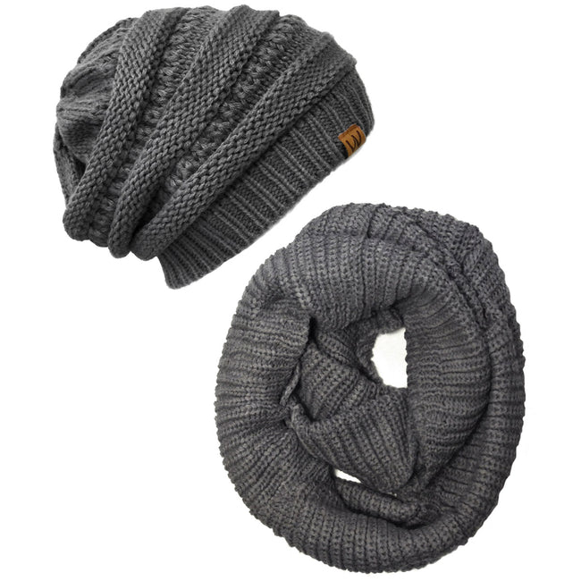 Wrapables Winter Warm Knitted Infinity Scarf and Beanie Hat Set