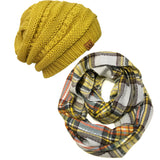 Wrapables Plaid Print Infinity Scarf and Beanie Hat Set