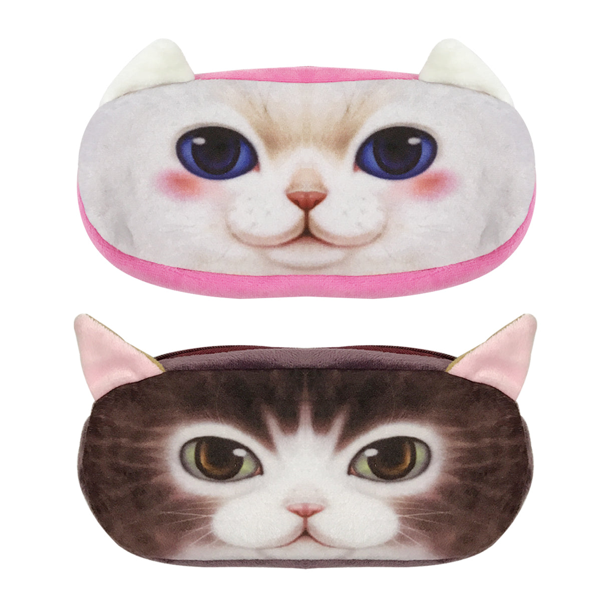 Wrapables Cat Face Zippered Pencil Case (Set of 2)