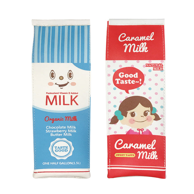 Wrapables Novelty Milk Carton Pencil Case Stationery Pouch (Set of 2)
