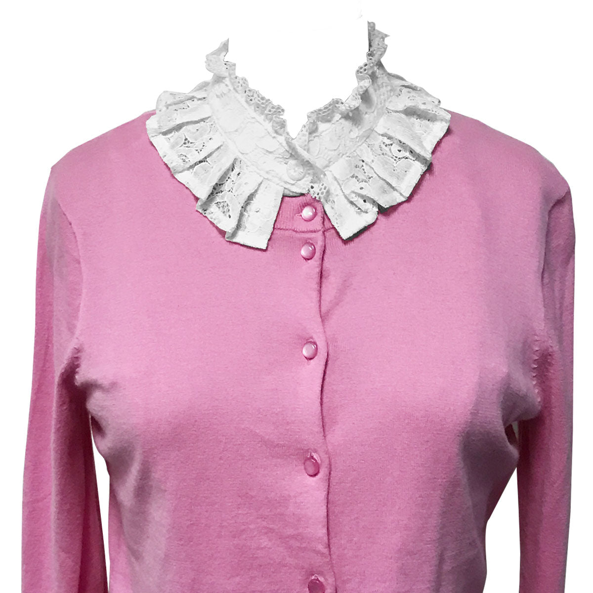 Wrapables Elegant Floral Lace Half Shirt with Ruffle Faux Collar