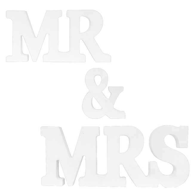 Wrapables? Mr & Mrs White Wooden Letter Sign for Wedding Decoration