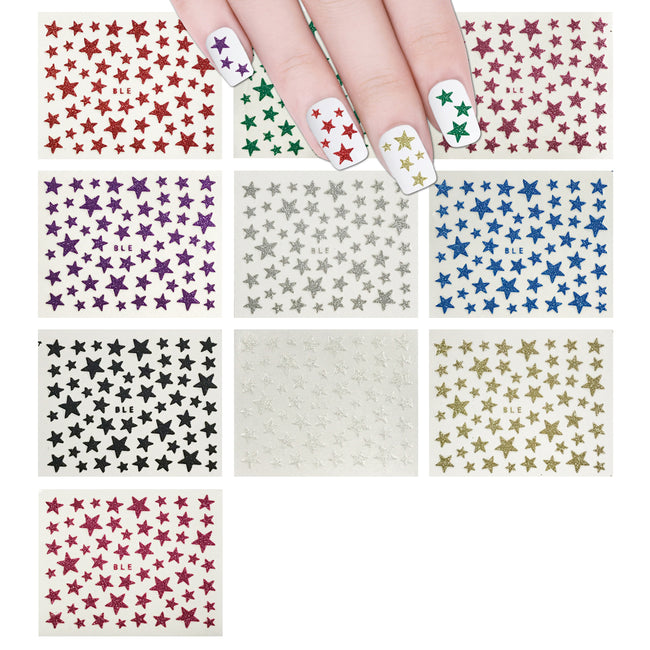 Wrapables  Glitter Stars Decorative Nail Stickers, Arts & Crafts Stickers (10 sheets)