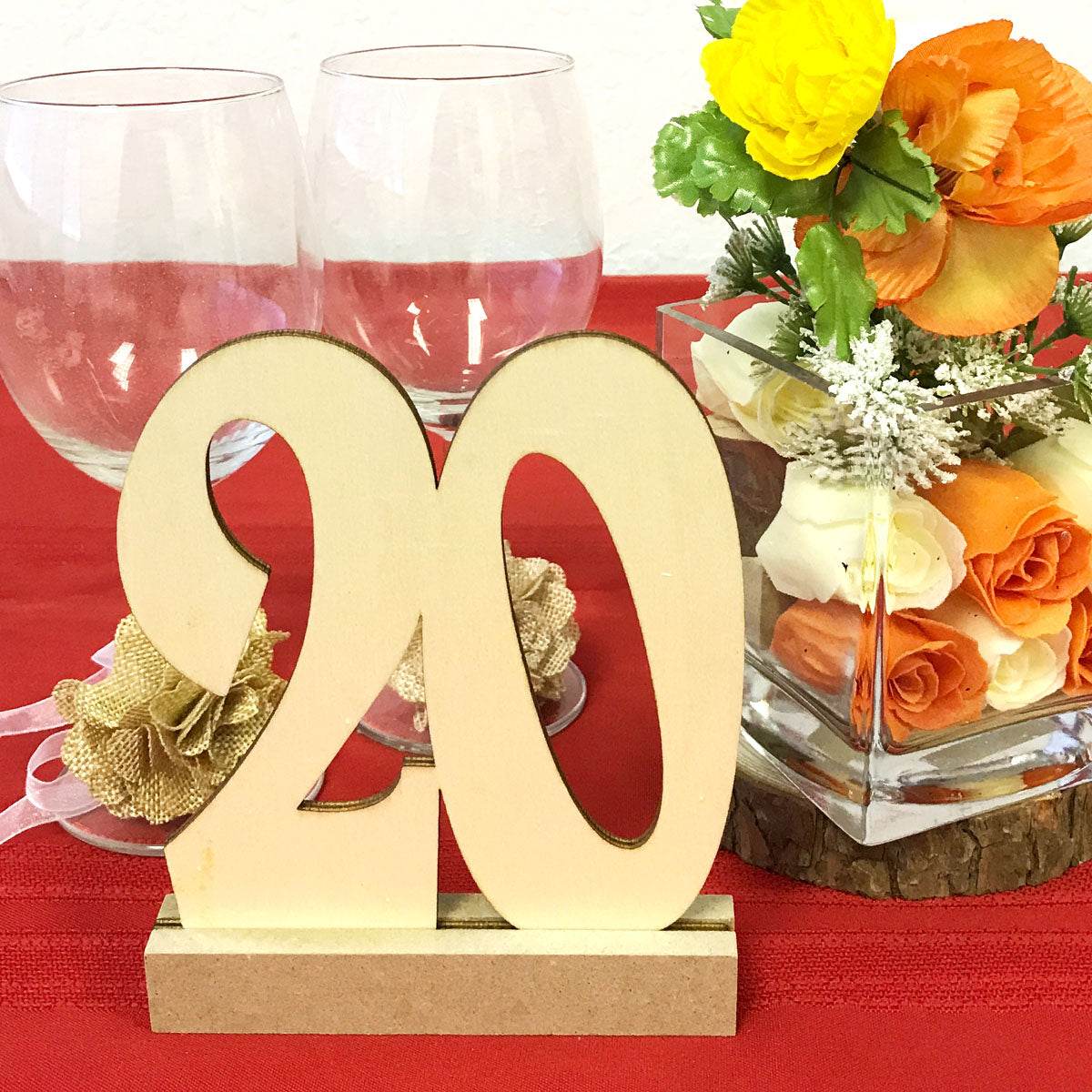 Wrapables Vintage Wooden Table Numbers with Base for Wedding, Parties, Holidays, Special Events Table Decor (Set of 20)