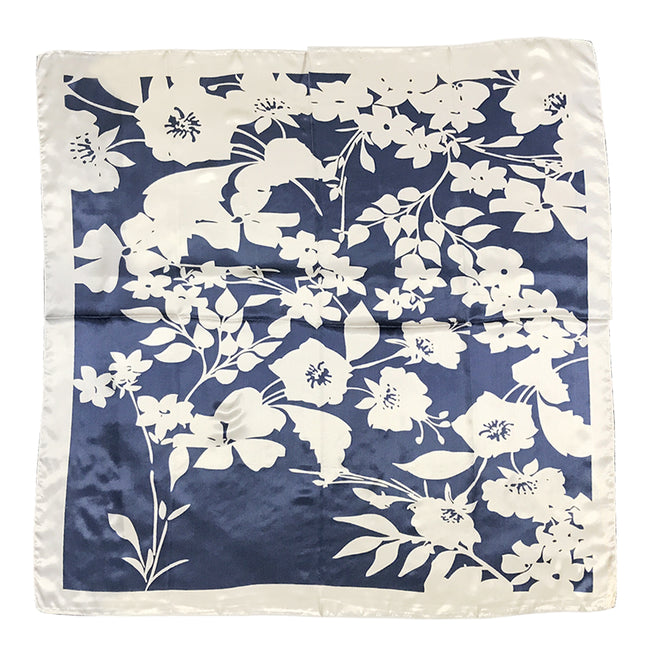 Wrapables Silk Satin Floral Neckerchief 35 x 35 Inch Square Scarf