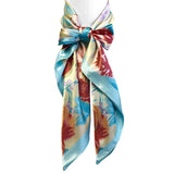 Wrapables Silk Satin Floral Neckerchief 35 x 35 Inch Square Scarf