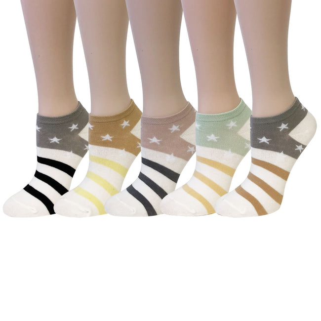 WrapablesÂ® Colorful No Show Ankle Socks (Set of 5)