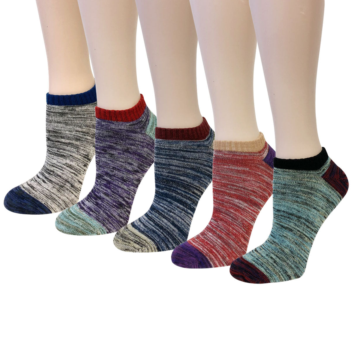 Wrapables® Unisex No Show Ankle Socks (Set of 5)