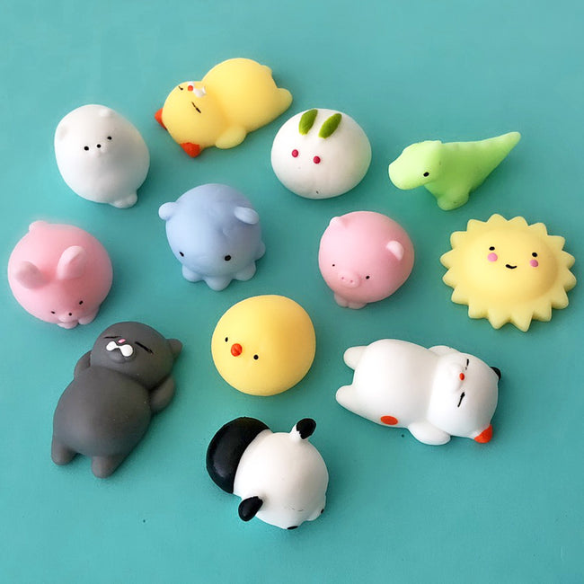 Wrapables Party Favor Mini Mochi Squishies Kawaii Squishy Animal Toys for Stress Relief (Set of 12)