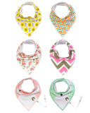 Wrapables Baby Bandana Drool Bibs with Pacifier/Teether Toy Strap(Set 6)