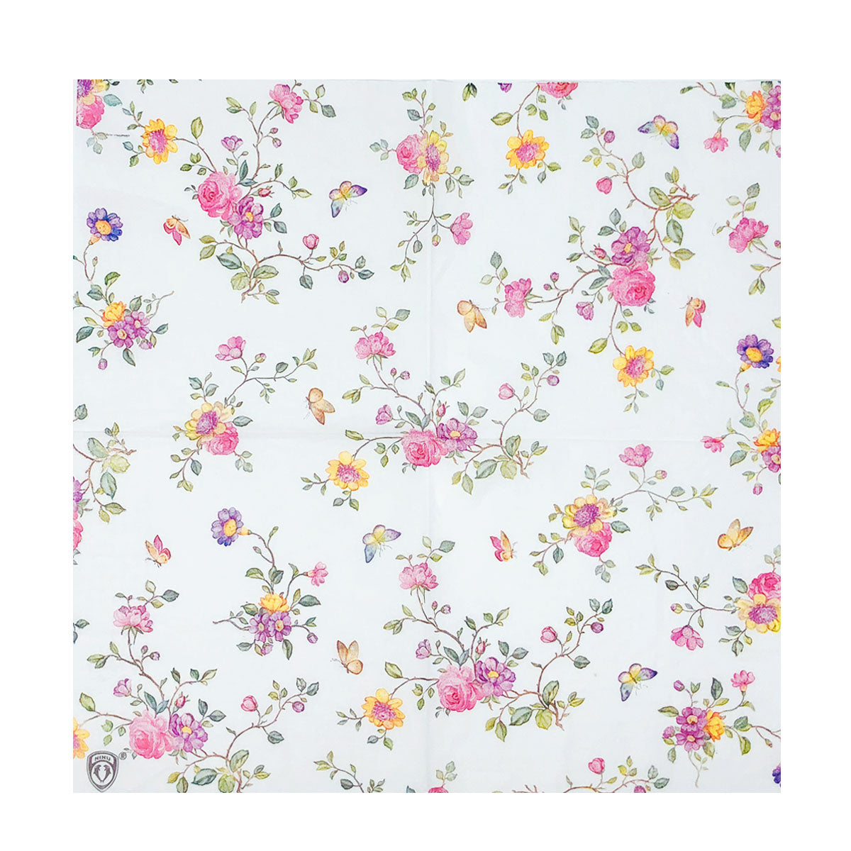 Wrapables Floral 2 Ply Paper Napkins (40 Count) for Wedding, Dinner Party, Tea Party, Decorative Decoupage Butterflies Pink