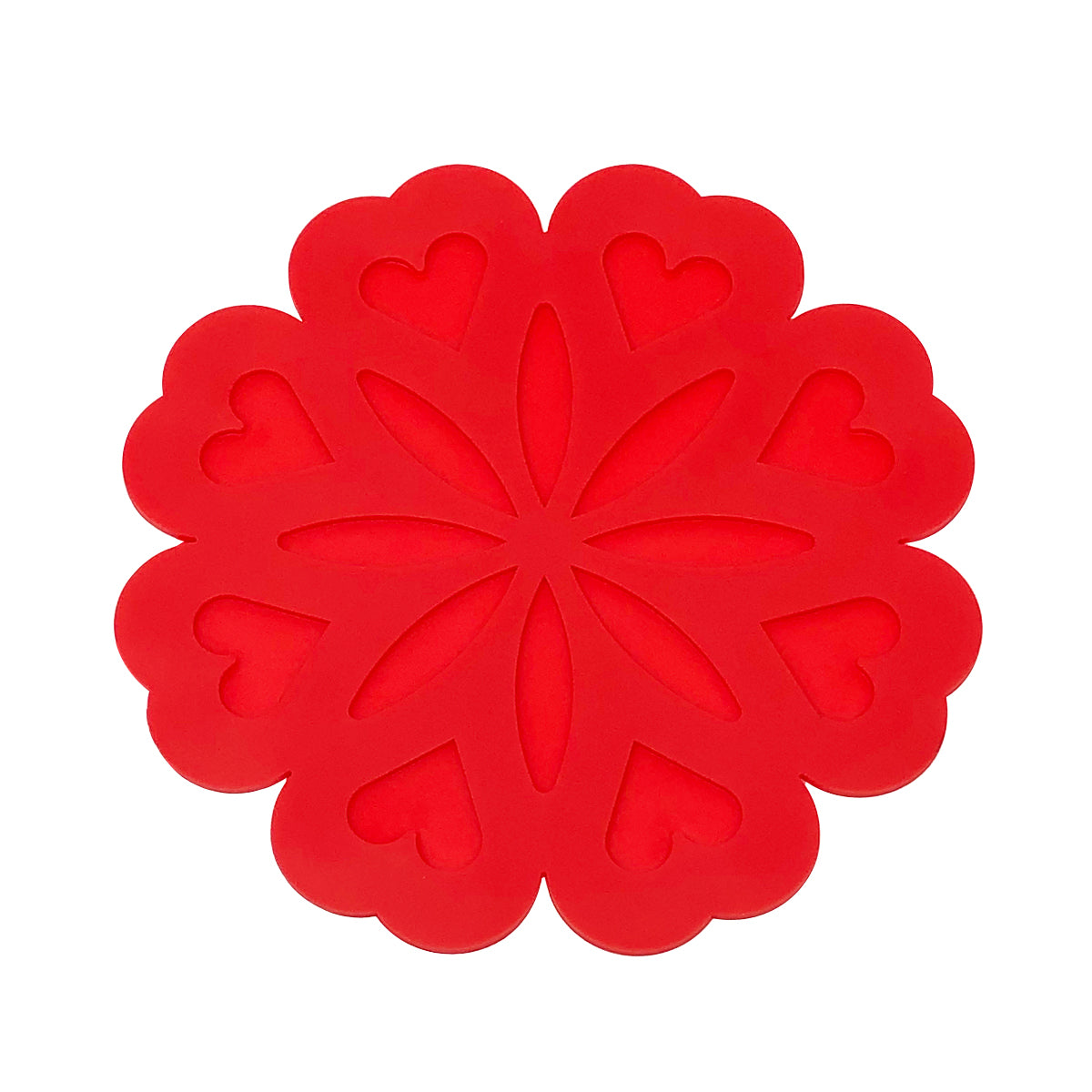 Wrapables Silicone Pot Holders, Multi-Use Durable Flexible Non-Slip Insulated Silicone Trivet (Set of 4) Red