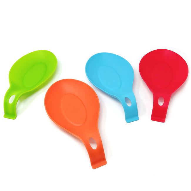 Wrapables® Large Silicone Heat Resistant Spoon Rest Utensil Spatula Ladle Holder (Set of 4)