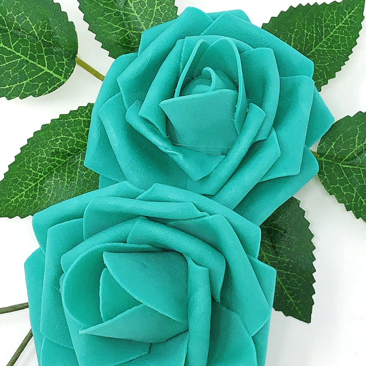 Wrapables Rose, Real Touch DIY Wedding Bouquets and Centerpieces, Teal Artificial Flowers