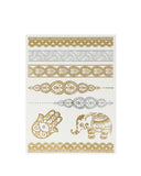 Wrapables Celebrity Inspired Temporary Tattoos in Metallic Gold Silver and Black (6 Sheets), Large