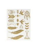 Wrapables Celebrity Inspired Temporary Tattoos in Metallic Gold Silver and Black (6 Sheets), Large