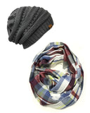 Wrapables Plaid Print Infinity Scarf and Beanie Hat Set