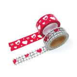 Wrapables Valentine Hearts 10M L x 15mm W Set of 2 Washi Masking Tape