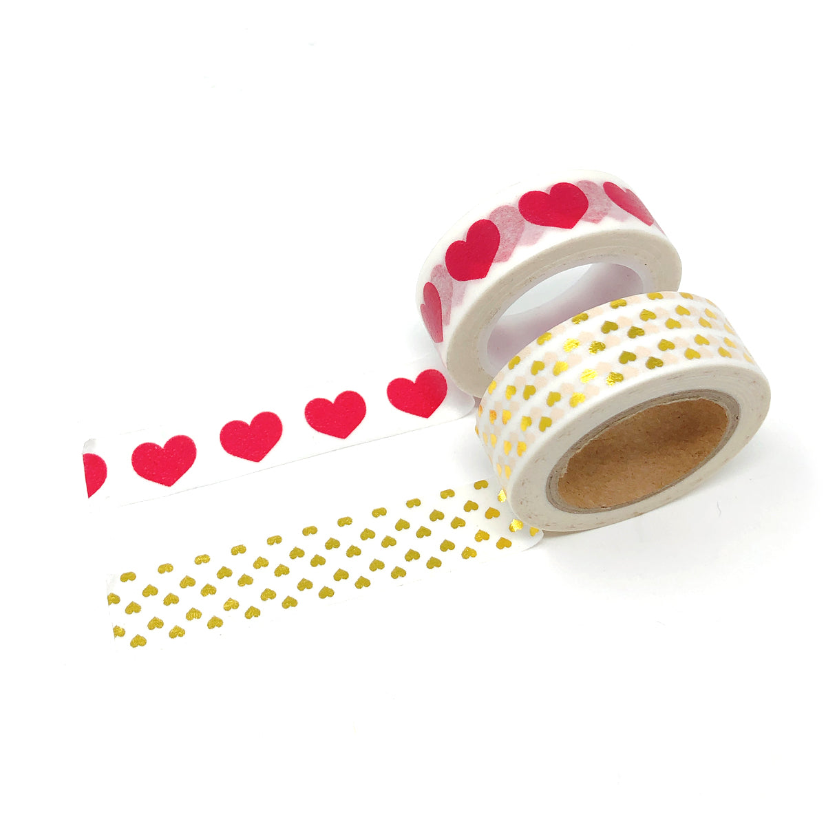 Wrapables Valentine Hearts 10M L x 15mm W Set of 2 Washi Masking Tape