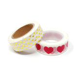 Wrapables Valentine Hearts 10M L x 15mm W Set of 2 Washi Masking Tape