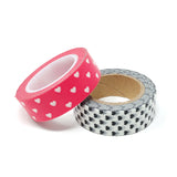 Wrapables Valentine Hearts 10M L x 15mm W Set of 2 Washi Masking Tape