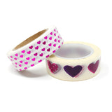 Wrapables Valentine Hearts 10M L x 15mm W Set of 2 Washi Masking Tape