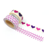 Wrapables Valentine Hearts 10M L x 15mm W Set of 2 Washi Masking Tape