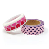 Wrapables Valentine Hearts 10M L x 15mm W Set of 2 Washi Masking Tape