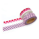 Wrapables Valentine Hearts 10M L x 15mm W Set of 2 Washi Masking Tape