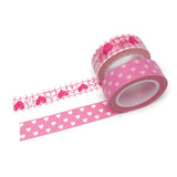 Wrapables Valentine Hearts 10M L x 15mm W Set of 2 Washi Masking Tape