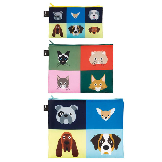 LOQI Artists Stephen Cheetham Cats & Dogs Zip Pockets