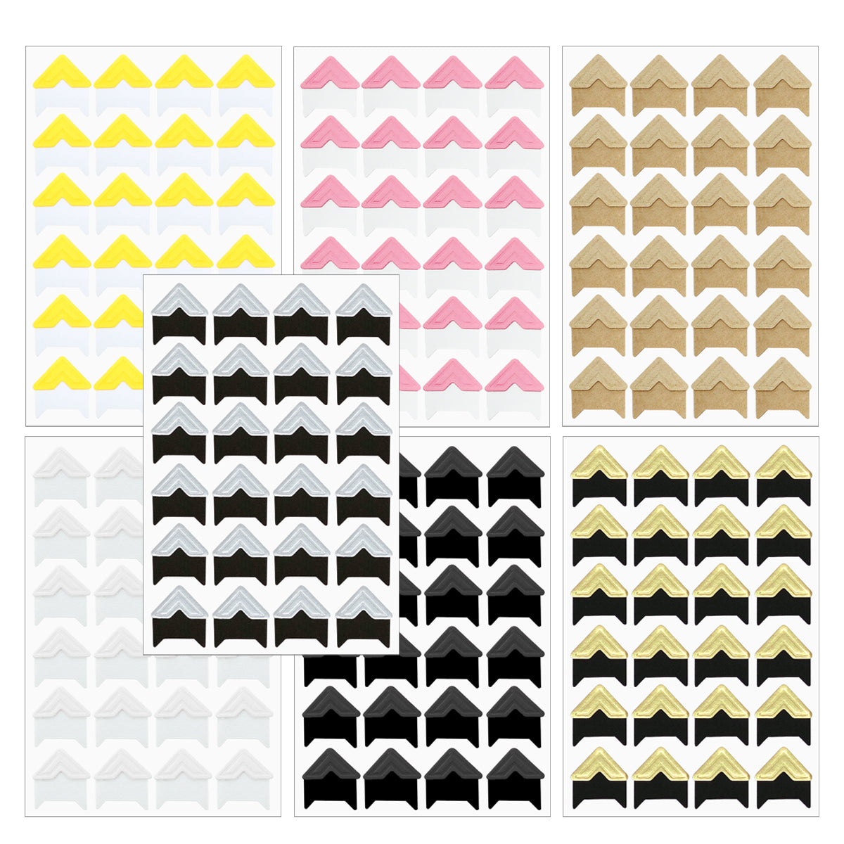 Wrapables Photo Corner Stickers, Photo Mounting Self Adhesives for DIY Crafts, Scrapbooking, Album, Diary, 20 Sheets / 2040 Pieces Color Scheme