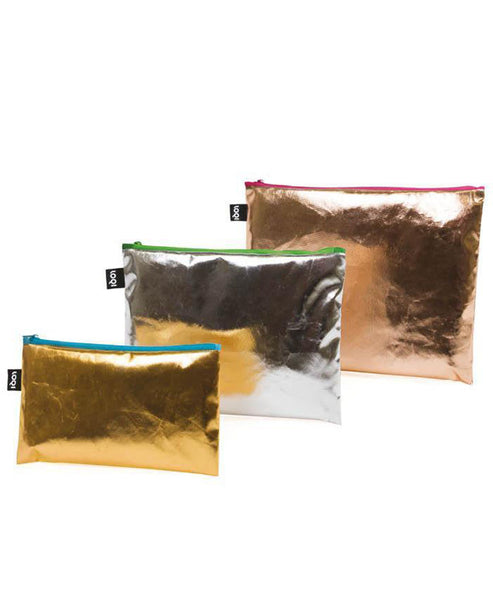 LOQI METALLIC Gold, Silver, Rose Gold, Coloured Zip Pockets