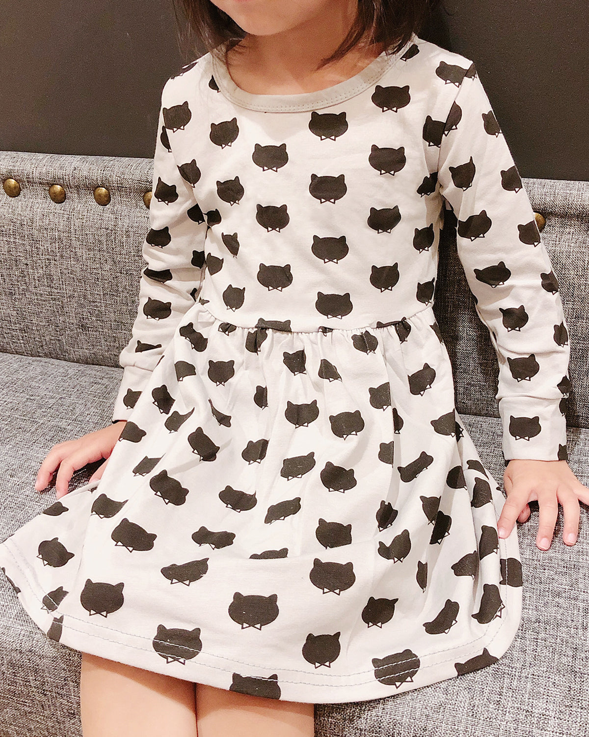 Wrapables Girls Casual Long Sleeved Cats Dress
