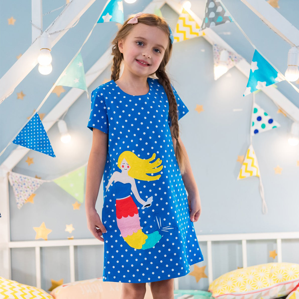 Wrapables Girls Casual Print Cotton Dress